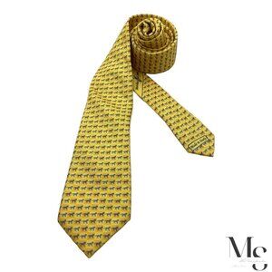MARCHESI DI COMO Yellow Horse Print Silk Tie Made In Italy W: 3" EX COND